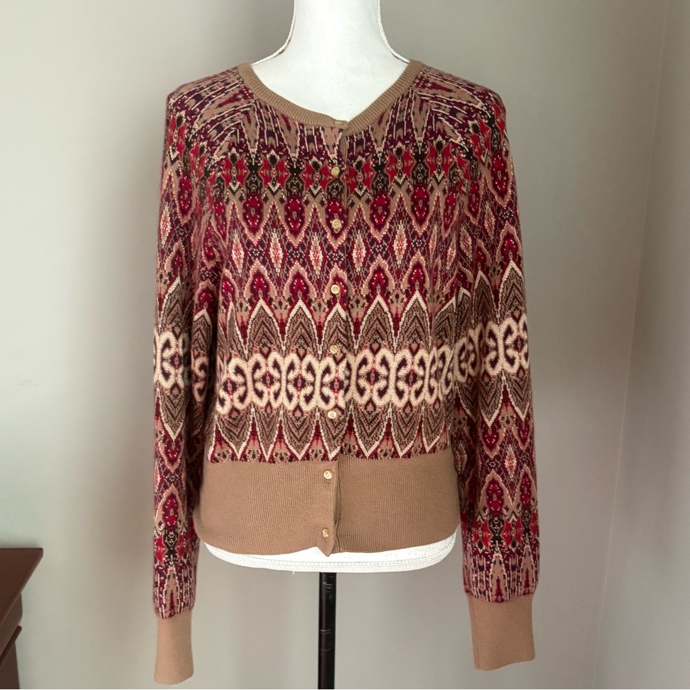George Mark Eisen Cardigan Sweater Angora Rabbit Blend Soft Artsy Grandma Size L